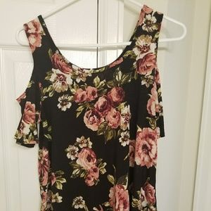 Black floral cold shoulder top